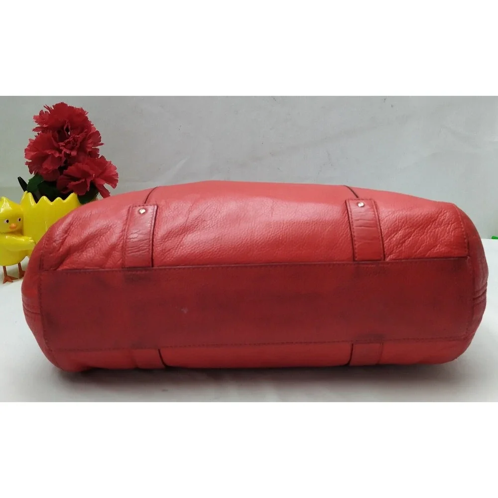 Kate Spade New York Red Pebbled Leather Double Handles Satchel Shoulder Bag